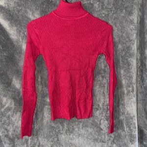 2 Pk: Red and Black Ribbed Turtleneck Sweaters